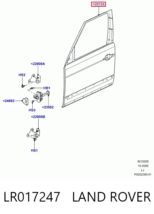 Puerta delantera izquierda LR017247 Land Rover