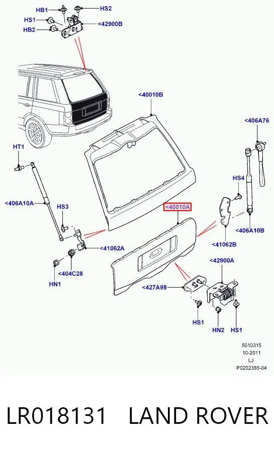 Puerta trasera LR018131 Land Rover