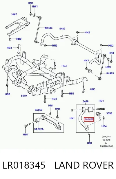 Buje del brazo de suspensión delantero superior LAND ROVER LR018345