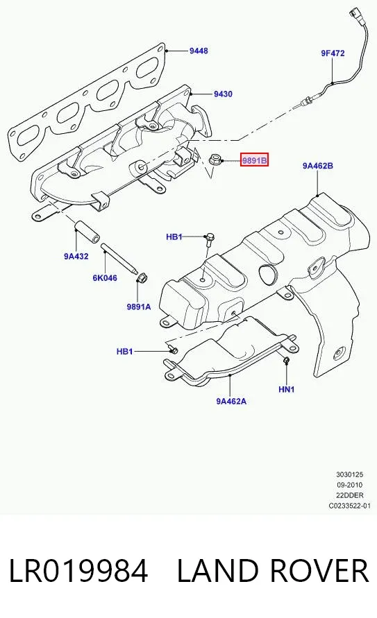 Tuerca del colector de escape LR019984 Land Rover