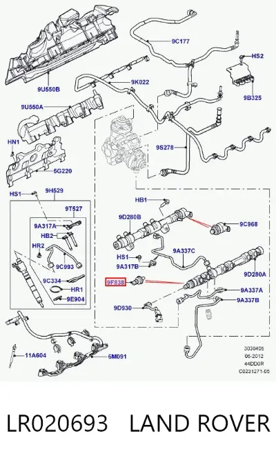 Sensor de presión de combustible LAND ROVER LR020693