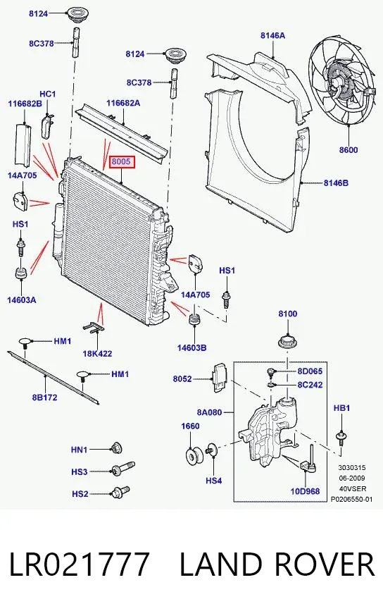 Radiador LR021777 Land Rover
