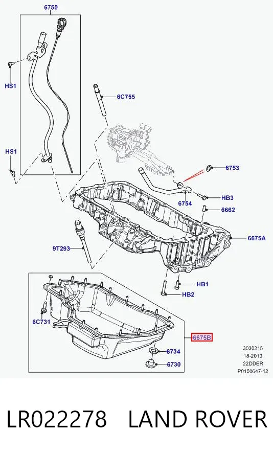 Cárter de aceite inferior LR022278 Land Rover