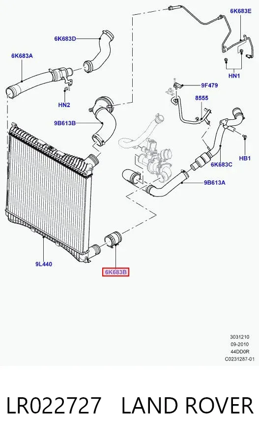 Tubo intercooler LR022727 Land Rover