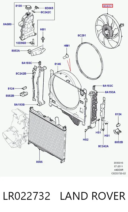 Ventilador del motor LR022732 Land Rover