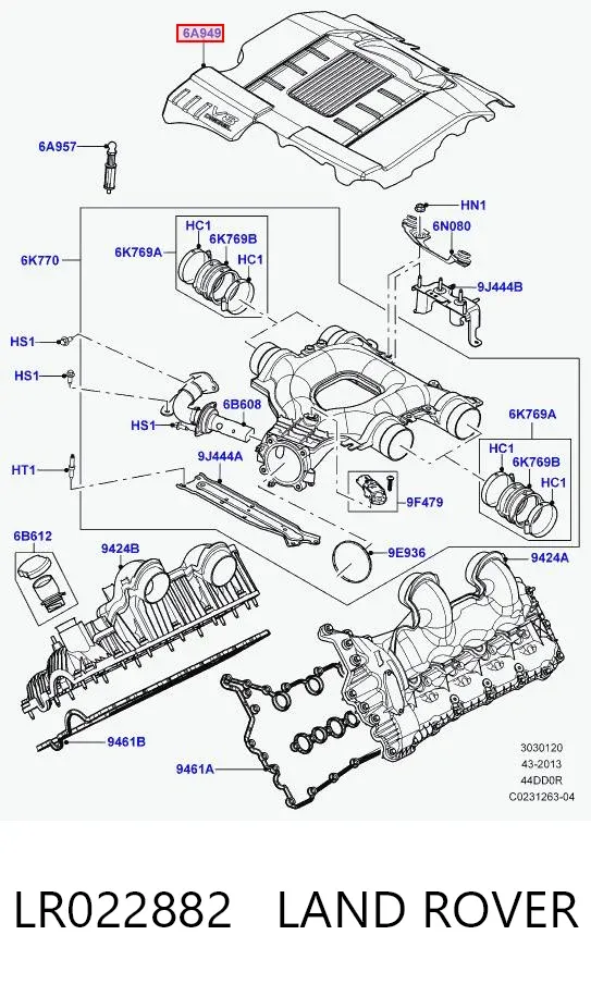 Tapa motor LR022882 Land Rover