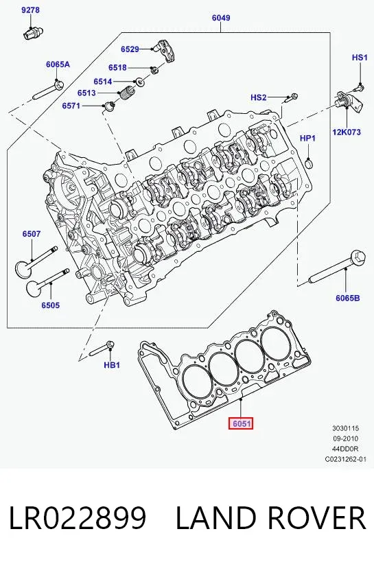 Junta de culata derecha LR022899 Land Rover
