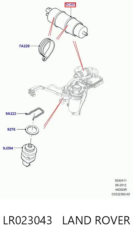 Bomba de combustible de línea LR023043 Land Rover