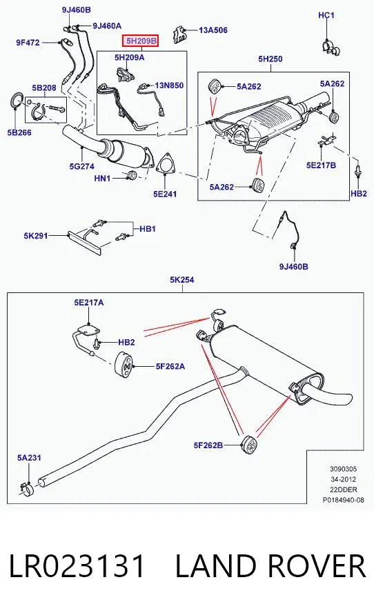 Sensor de presion gases de escape LR023131 Land Rover