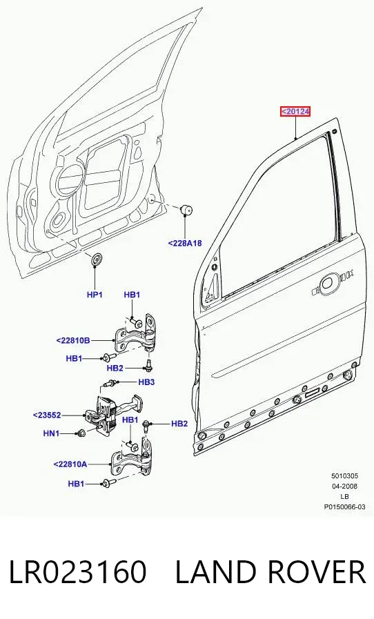 Puerta delantera derecha LR023160 Land Rover