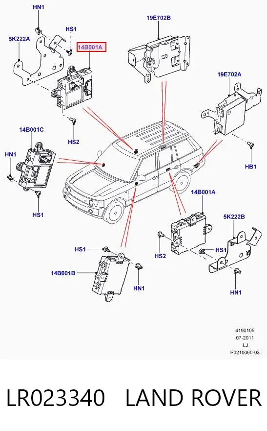 Módulo de confort de la puerta trasera LR023340 Land Rover