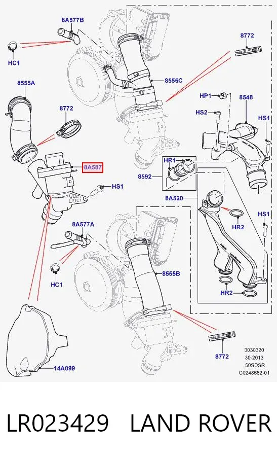 Caja de termostato LR023429 Land Rover
