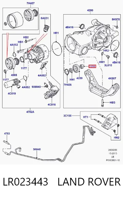 Casquillo separador del piñón trasero del eje trasero LAND ROVER LR023443