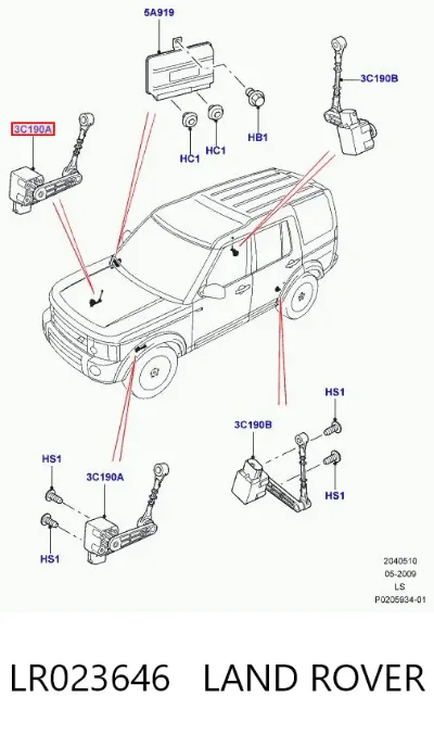 Sensor de nivel de carrocería delantero LAND ROVER LR023646