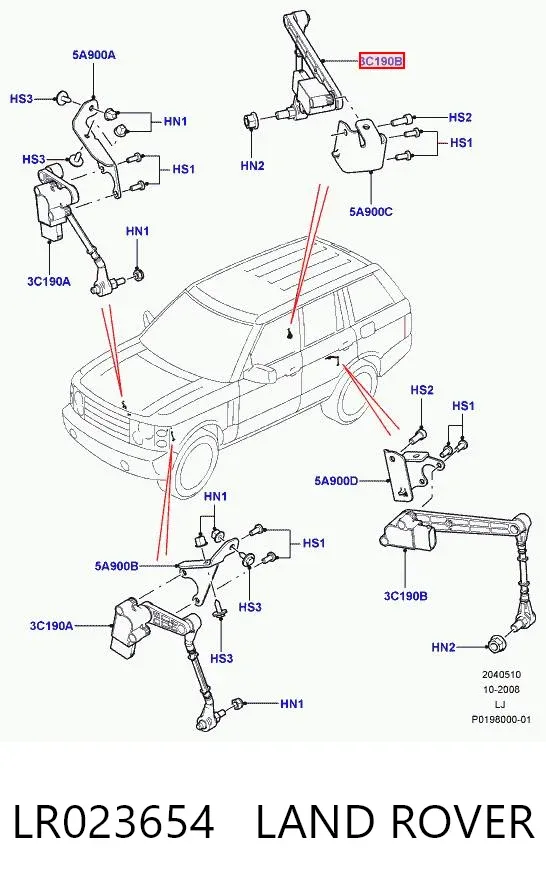 Sensor de nivel de carrocería trasero LR023654 Land Rover