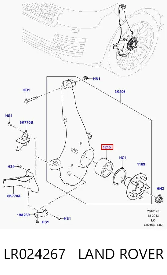 Cojinete de rueda delantero LR024267 Land Rover