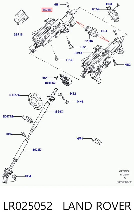 Columna dirección LR025052 Land Rover
