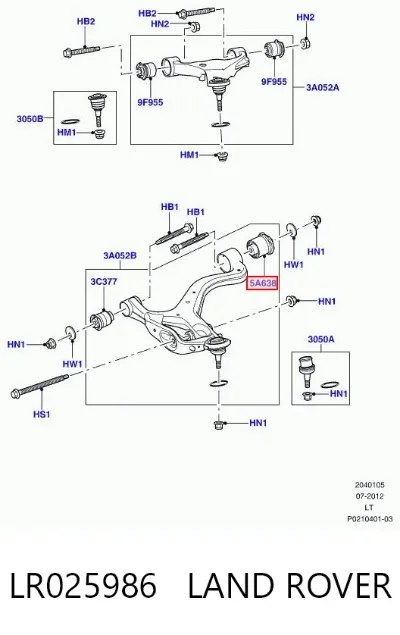 Buje del brazo de suspensión delantero superior LAND ROVER LR025986