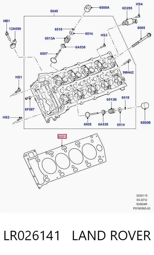 Junta de culata derecha LR026141 Land Rover