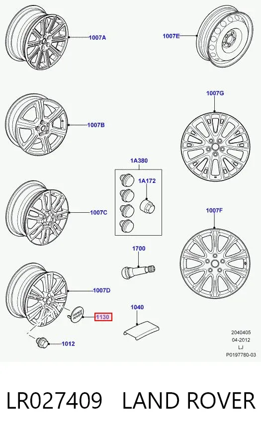 Tapa de cubo de rueda LR027409 Land Rover