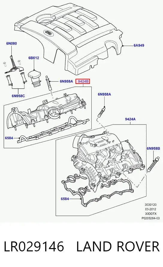 Tapa de válvula derecha LR029146 Land Rover