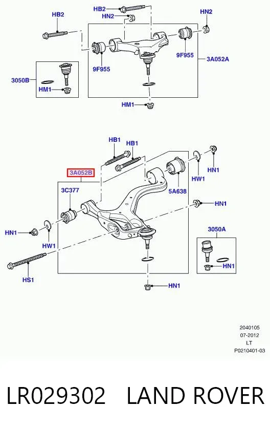 Brazo inferior izquierdo de la suspensión delantera LR029302 Land Rover