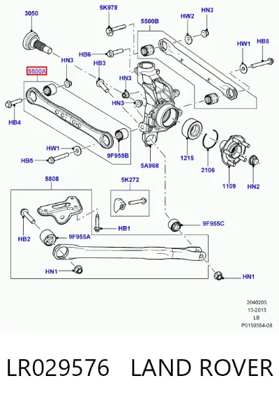 Barra transversal de la suspensión trasera LAND ROVER LR029576