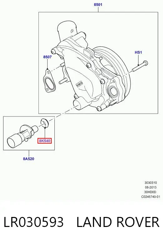 Junta de bomba de agua LR030593 Land Rover