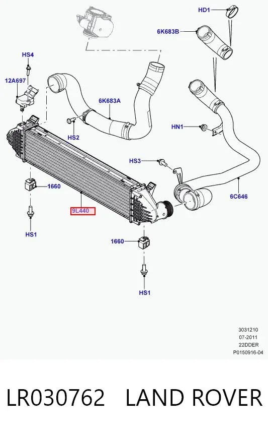 Intercooler LR030762 Land Rover