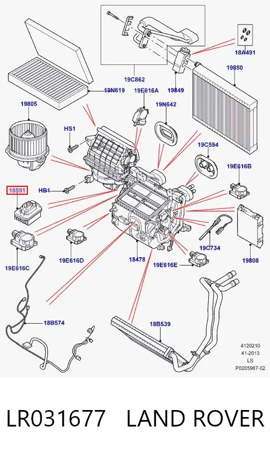 Resistencia de calefacción LR031677 Land Rover