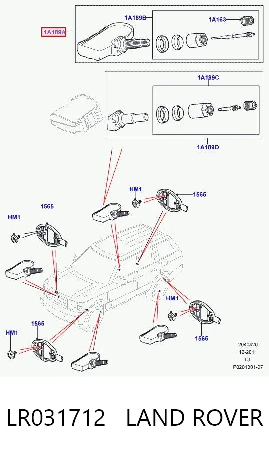 Sensor de presión de neumáticos LR031712 Land Rover