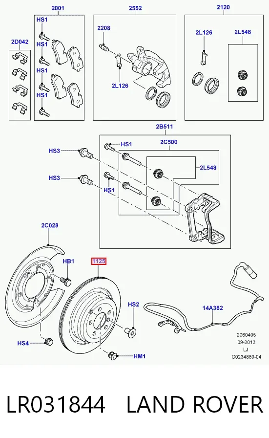 Disco de freno trasero LR031844 Land Rover