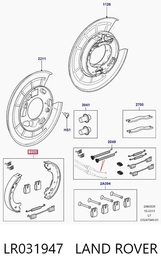 Zapatas de freno de mano LR031947 Land Rover