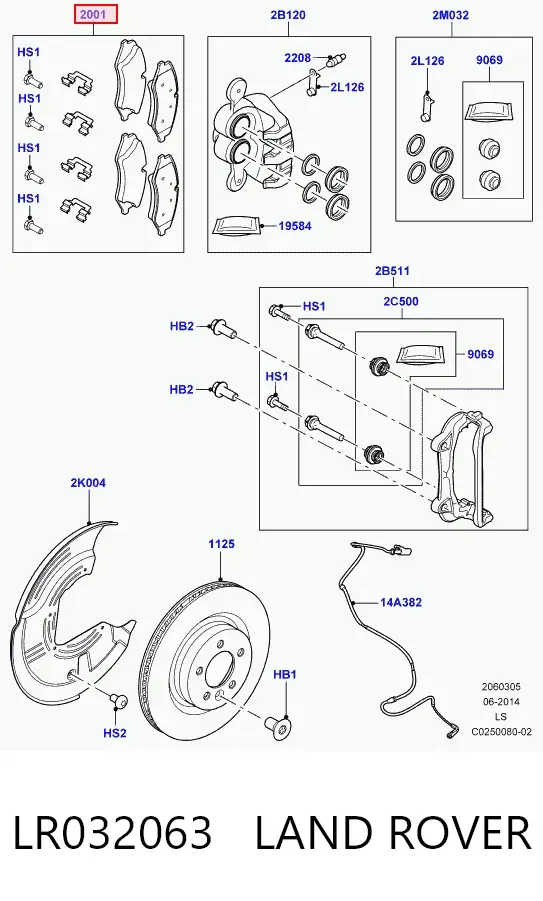 Pastillas de freno LR032063 Land Rover