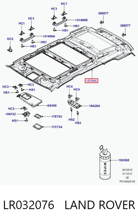 Techo interior LR032076 Land Rover