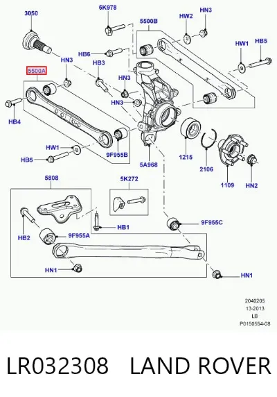 Barra transversal de la suspensión trasera LAND ROVER LR032308