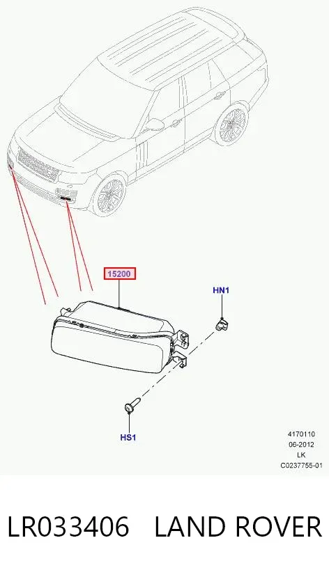 Faro antiniebla derecho LR033406 Land Rover