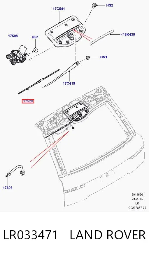 Limpiaparabrisas traseros LR033471 Land Rover