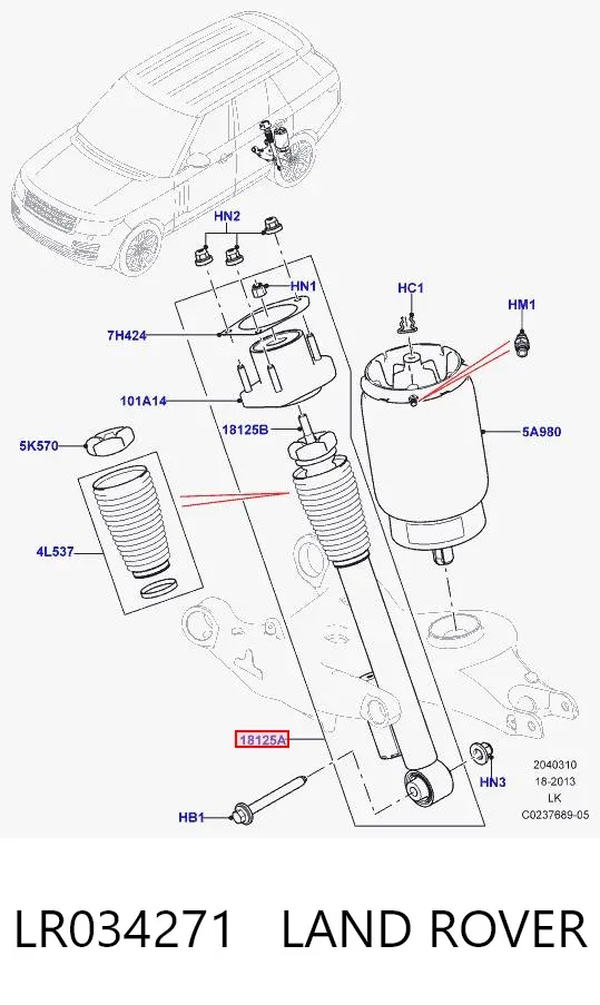 Amortiguador trasero izquierdo LR034271 Land Rover