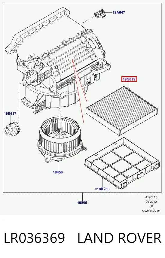 Filtro de habitáculo LR036369 Land Rover
