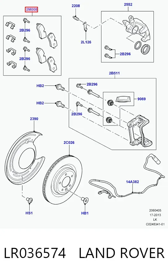 Pastillas de freno traseras LR036574 Land Rover