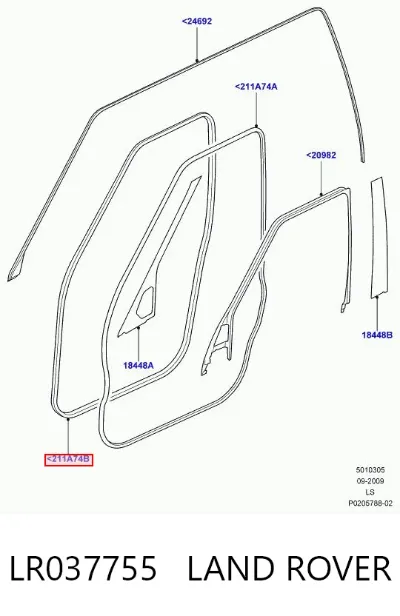 Junta de puerta delantera (en la carrocería) LAND ROVER LR037755
