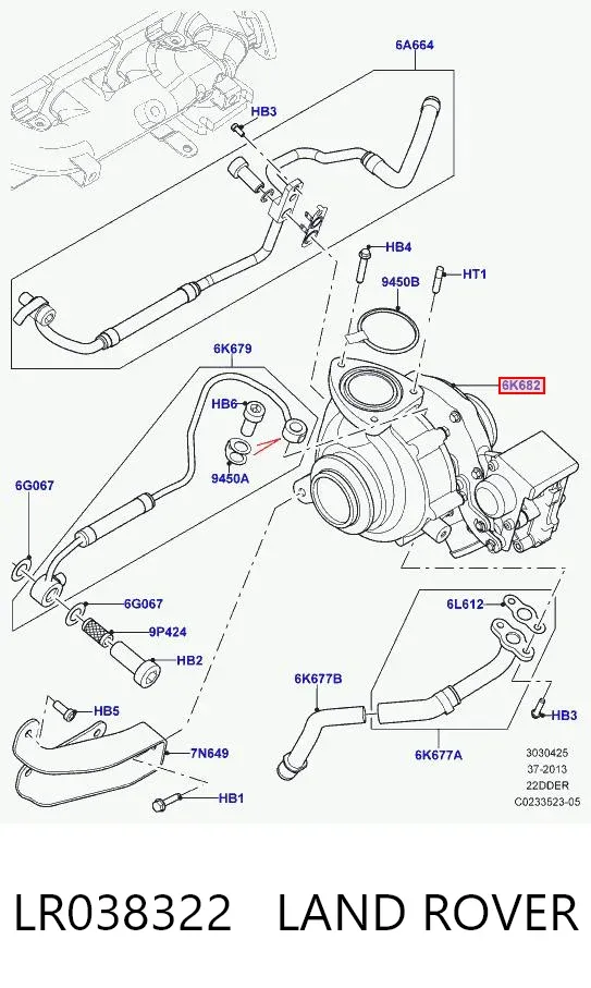 Turbocompresor LR038322 Land Rover