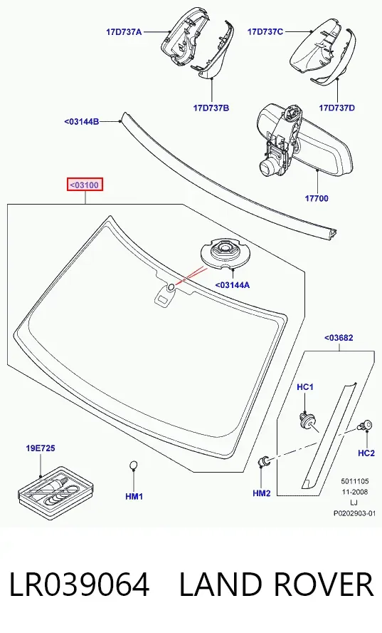 Parabrisas LR039064 Land Rover