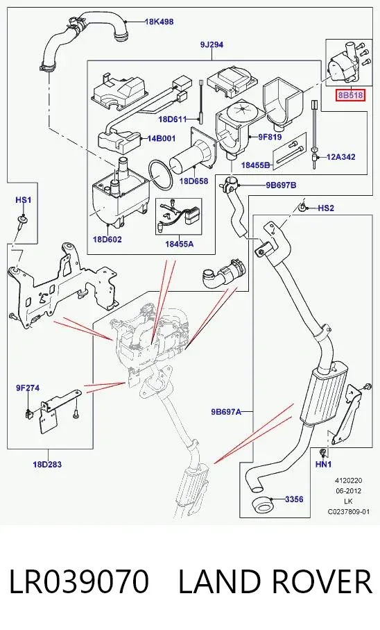 Bomba de agua eléctrica auxiliar LR039070 Land Rover