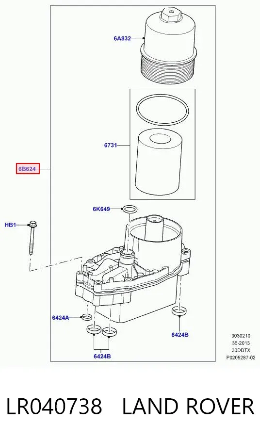 Portafiltro de aceite LR040738 Land Rover