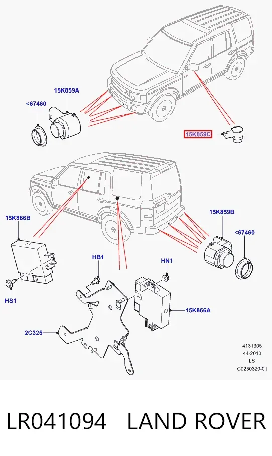 Sensor de aparcamiento delantero lateral LR041094 Land Rover