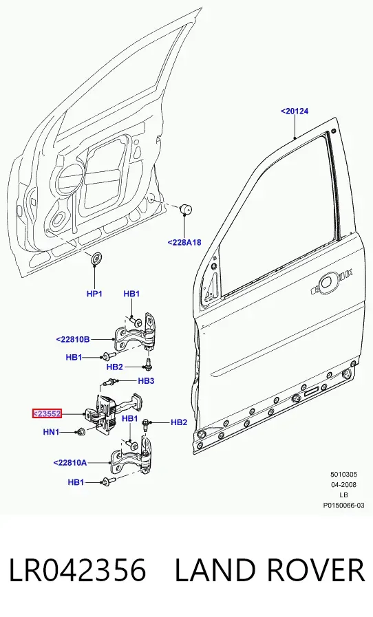 Limitador de apertura de puerta delantera LR042356 Land Rover