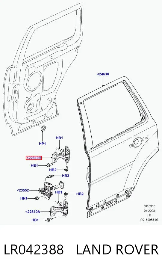 Bisagra de puerta trasera izquierda LR042388 Land Rover