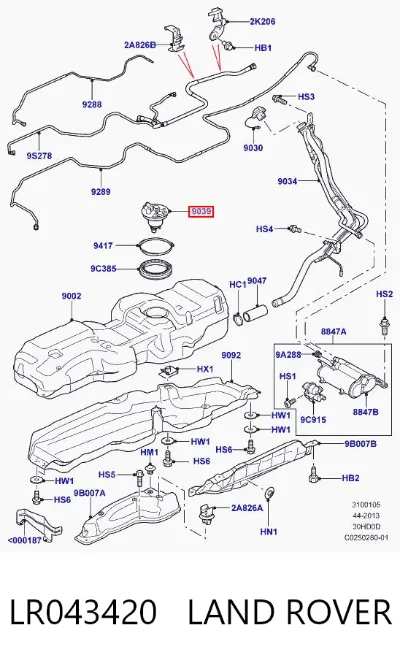 Tapón del depósito de combustible LAND ROVER LR043420